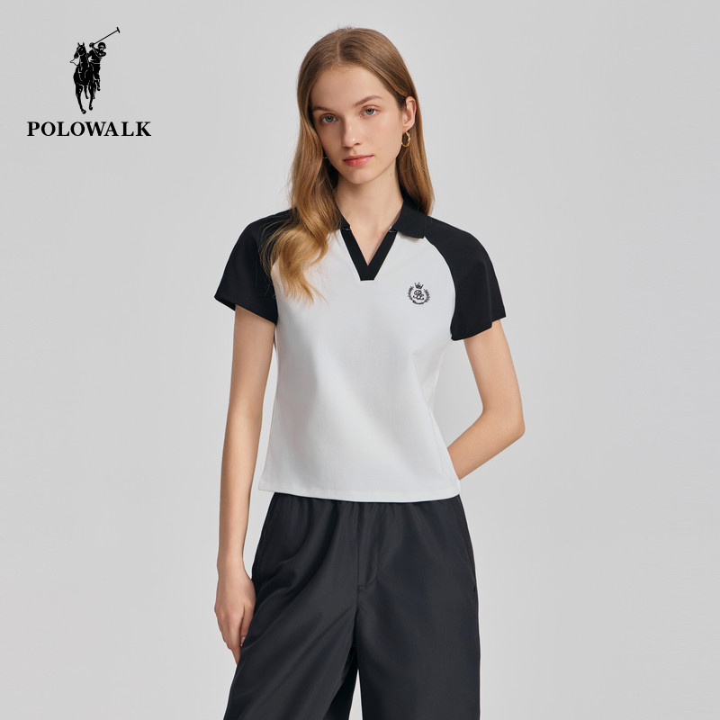 POLOWALK短袖POLO衫女式2026夏季新品显瘦T恤小个子时尚百搭上衣