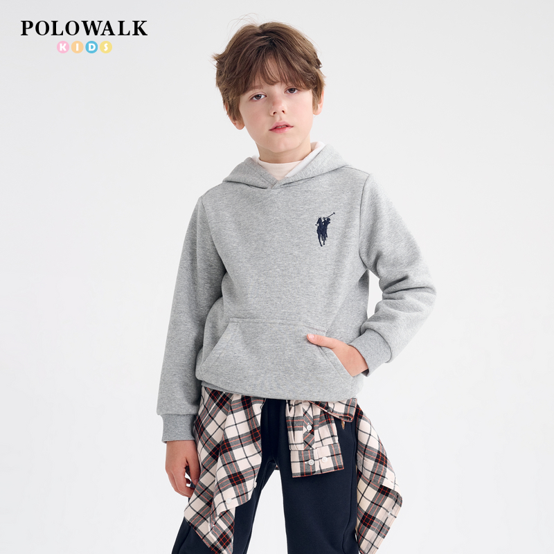 POLOWALK童连帽加绒卫衣童装长袖