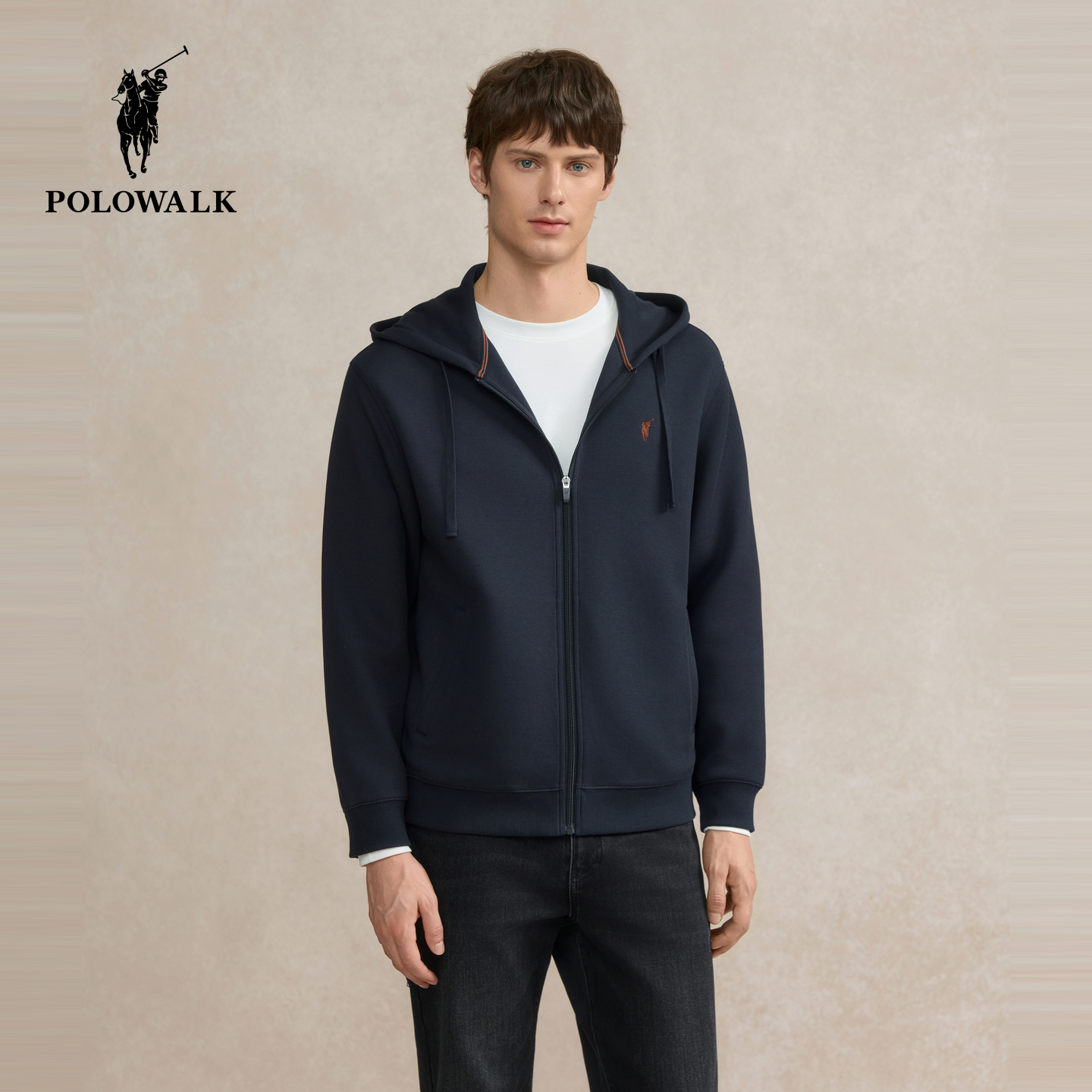 POLOWALK男式卫衣开衫肌理布