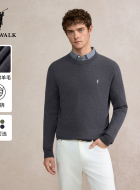 【100绵羊毛 防刺挠】POLOWALK男士POLO领针织衫秋冬款百搭上衣男