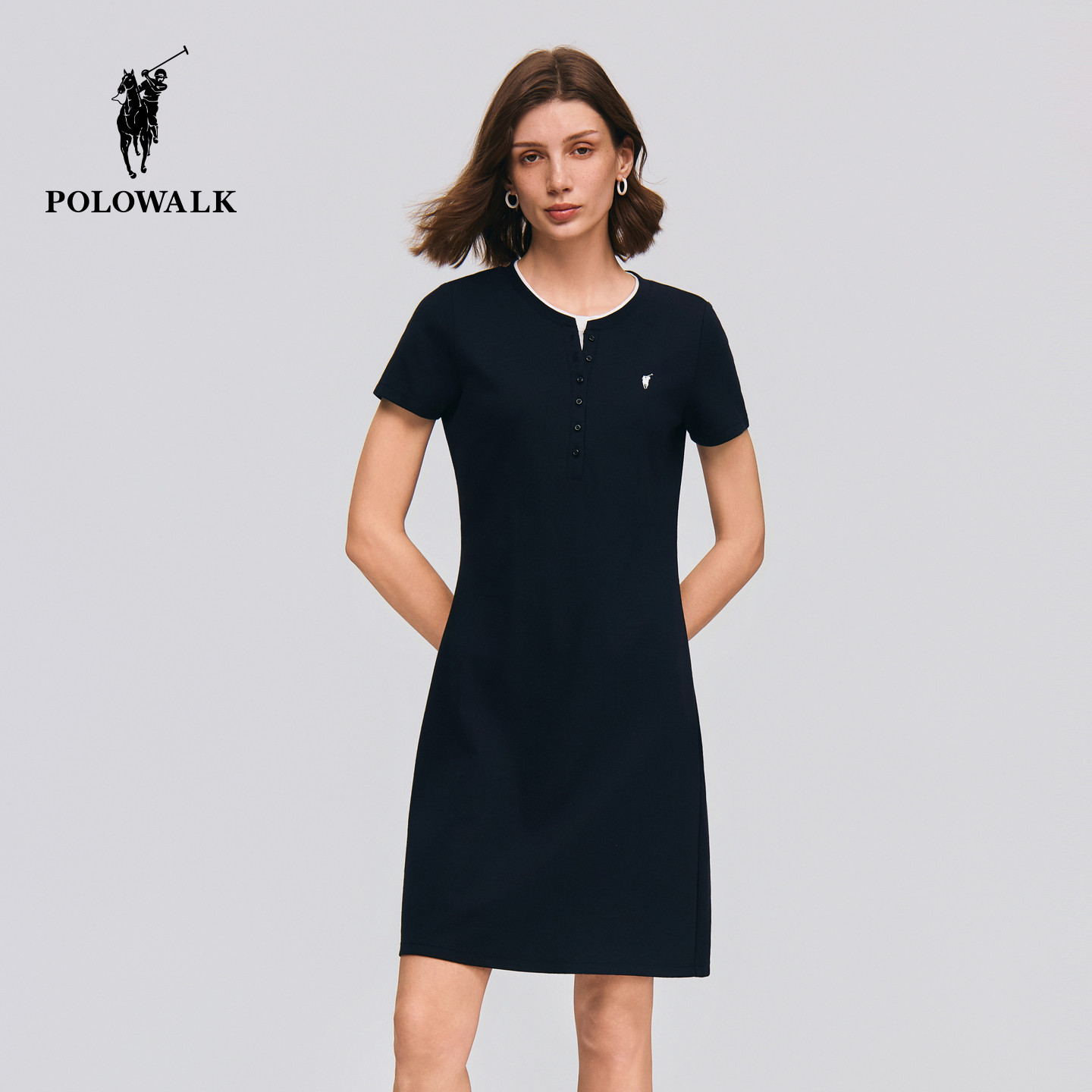 POLOWALK女式短袖针织连衣裙图片