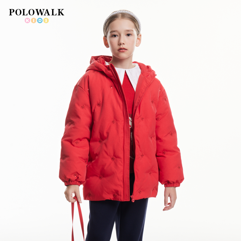 POLOWALK春季女童羽绒服中长