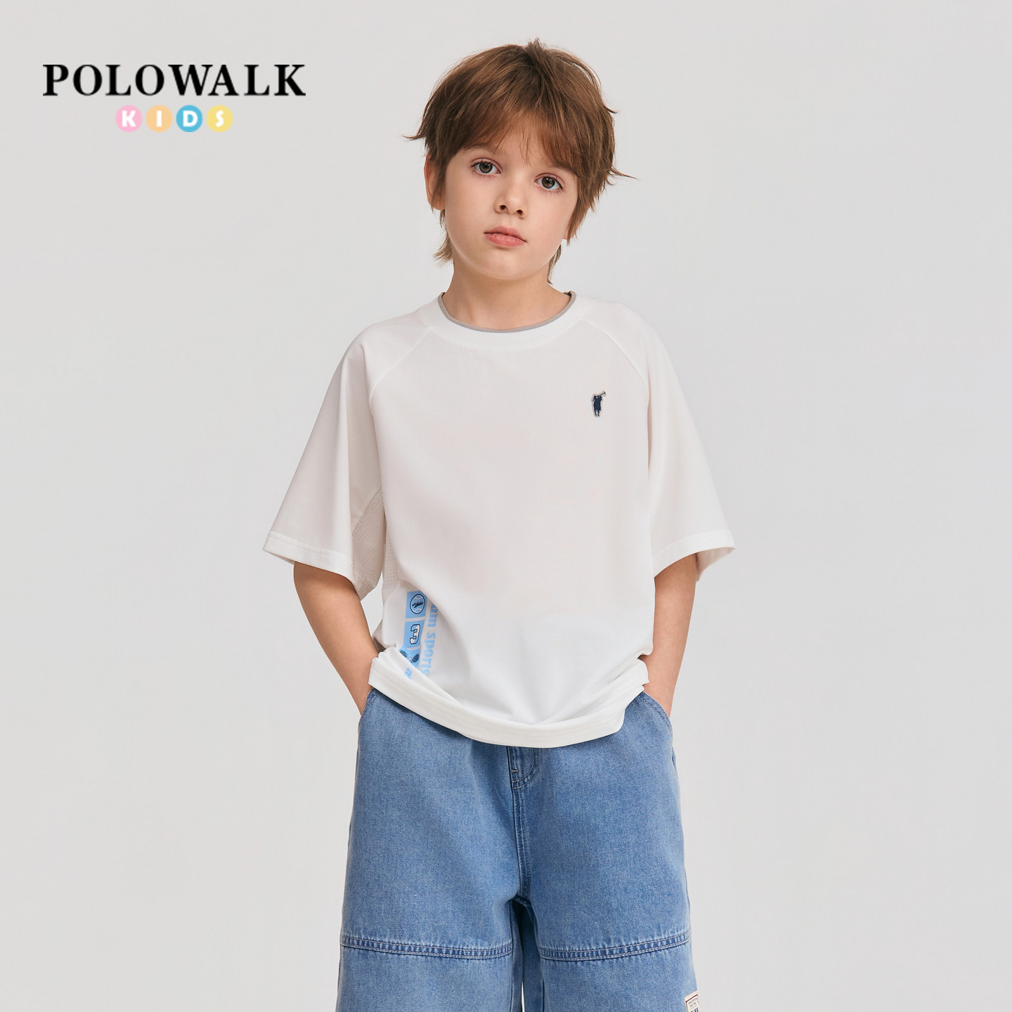POLOWALK男童拼接短袖T恤