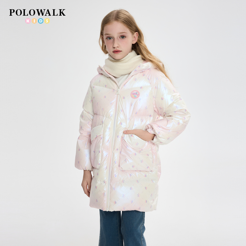 POLOWALK冬季女童羽绒服中长
