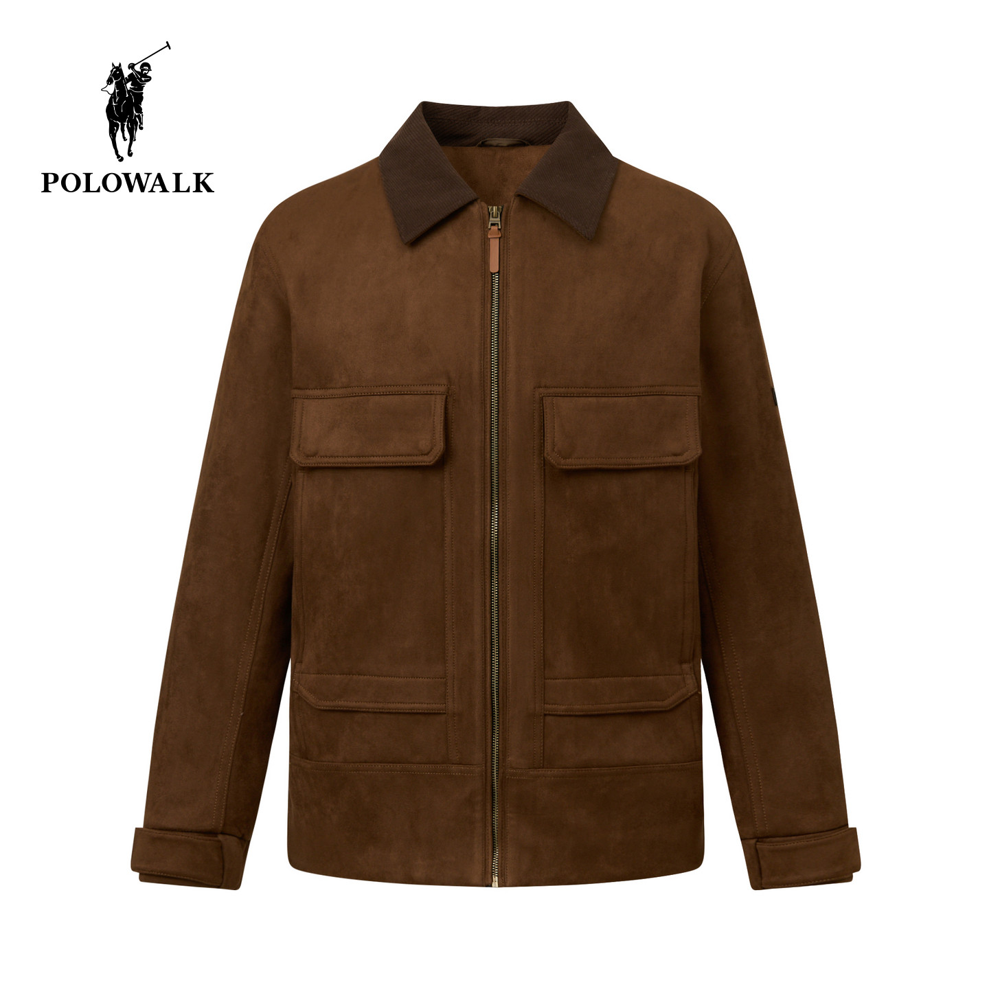 POLOWALK男式皮衣2025冬季新品90鹅绒翻领复古工装风皮