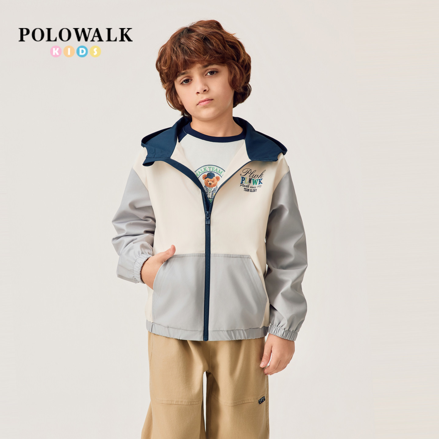 POLOWALK男童撞色拼接外套
