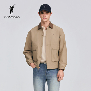 复古工装 新品 风撞色翻领休闲百搭外套 外套2026春季 POLOWALK男式