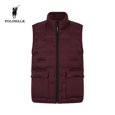 【90鹅绒】POLOWALK女式羽绒马夹2025冬季新品韩版立领羽绒背心女