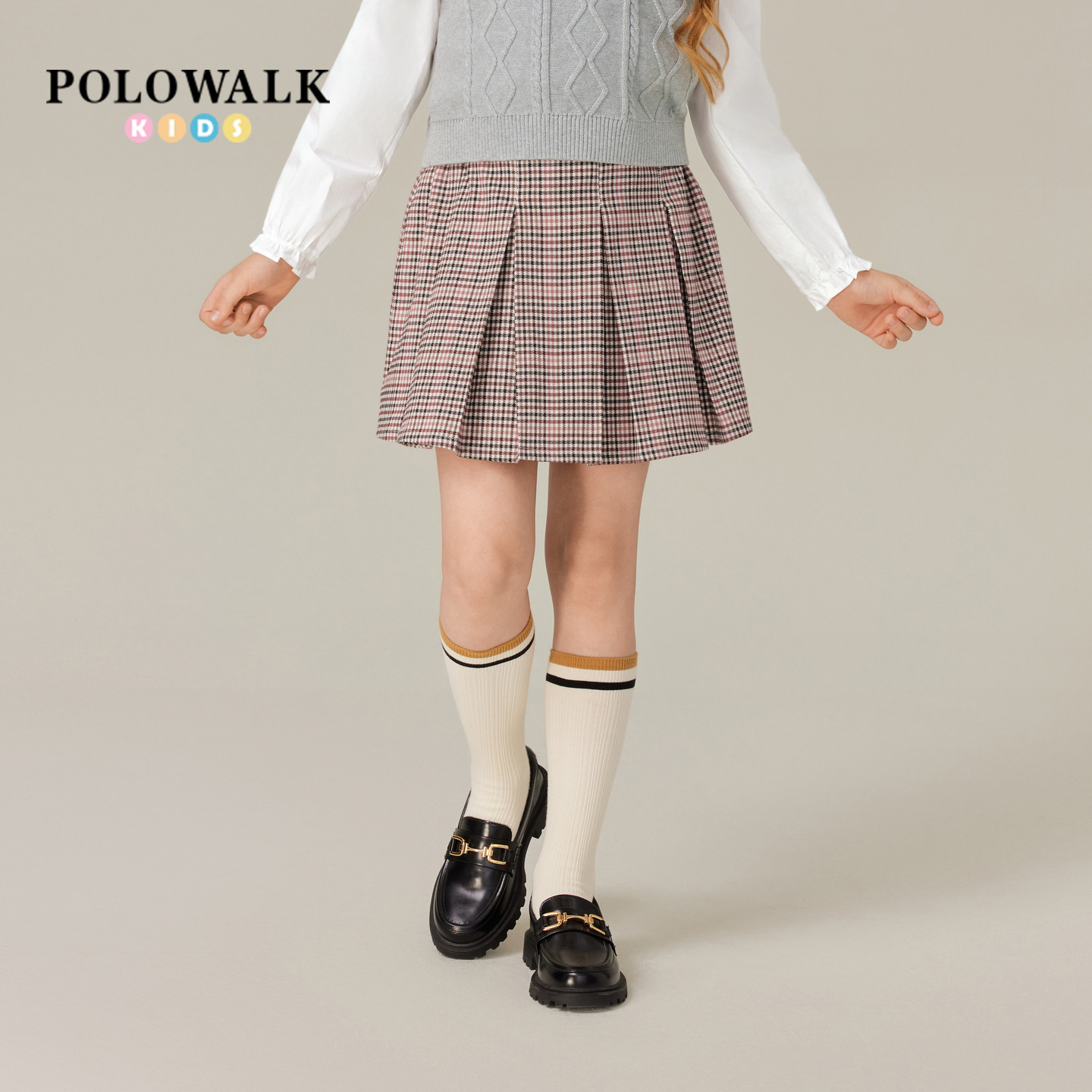 POLOWALK女童格子半裙
