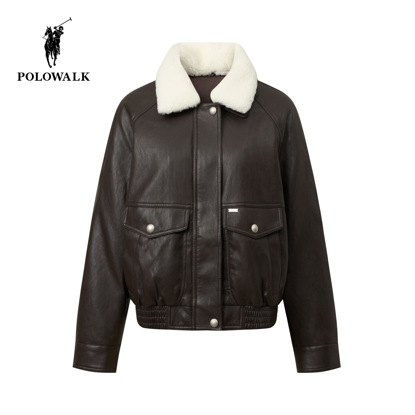 POLOWALK女式羽绒服2025冬季新品复古通勤短款毛领羽绒外