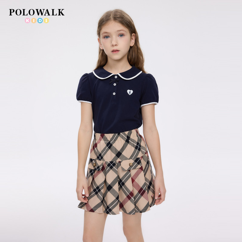 POLOWALK夏季女童短袖T恤翻领图片