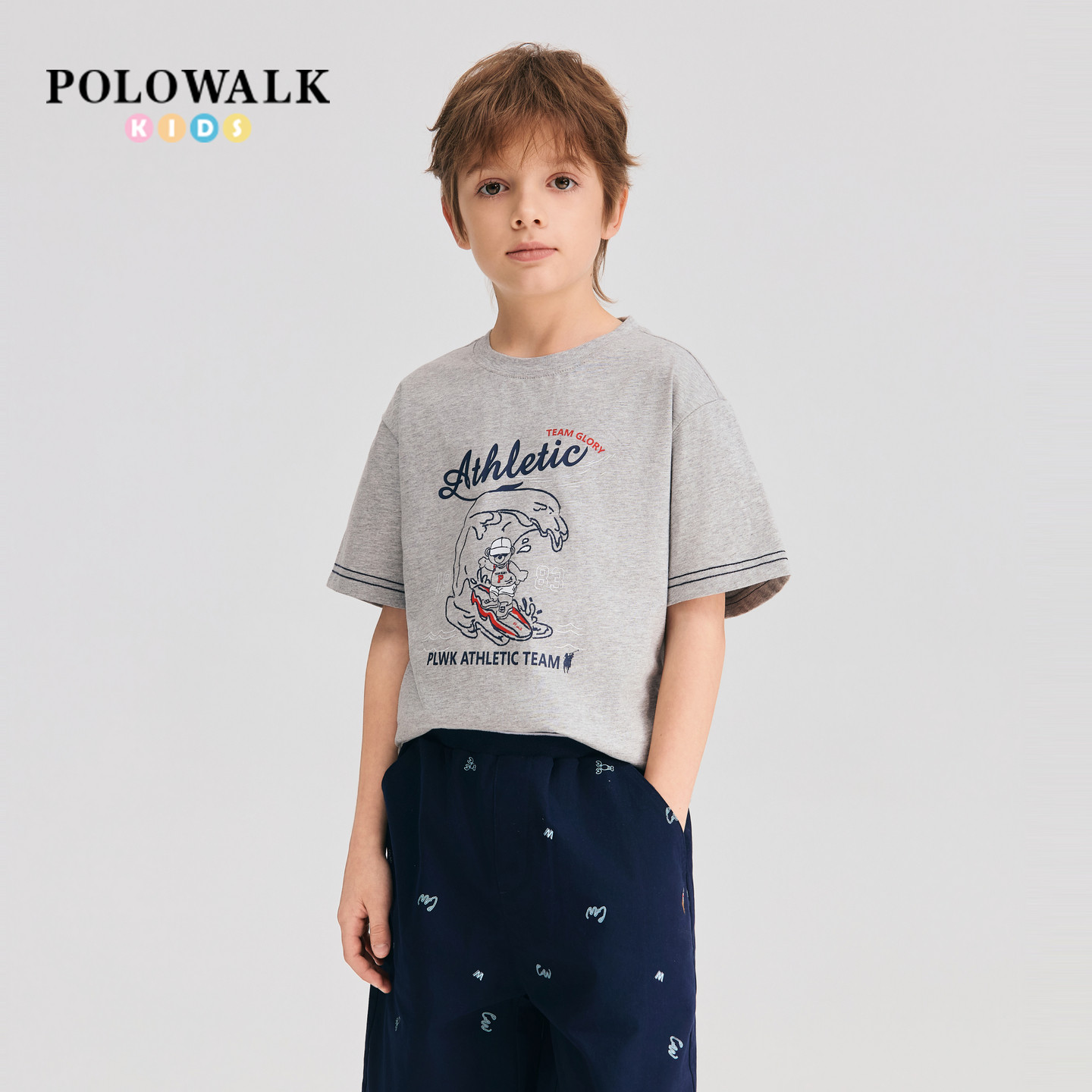 POLOWALK男童净色短袖T恤
