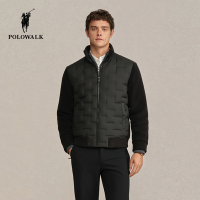 【90鹅绒】POLOWALK男式羽绒服外套2025冬季新品商务立领拼接外套