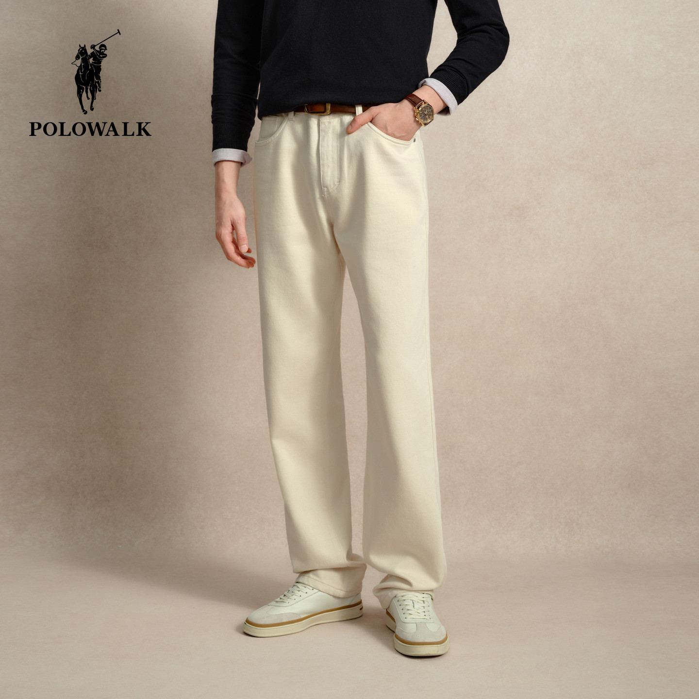POLOWALK男式舒适直筒牛仔裤