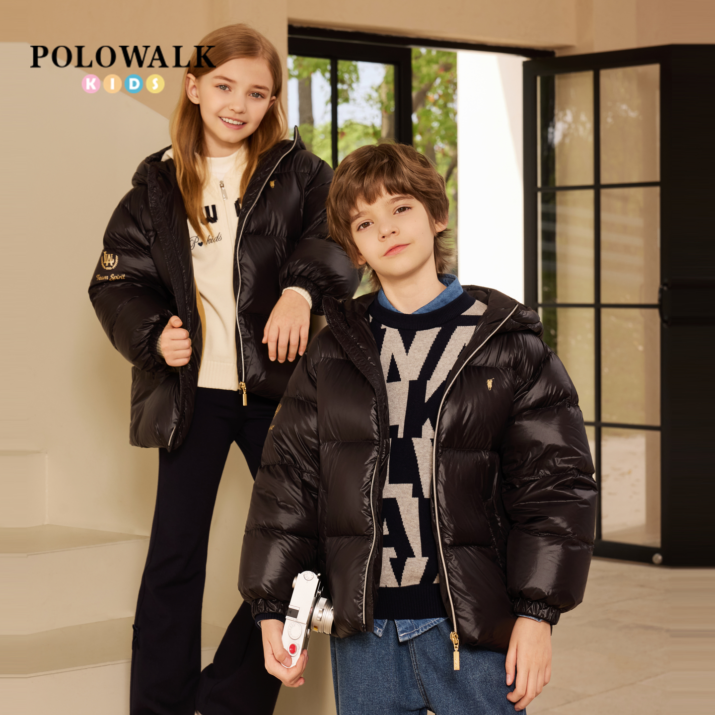 POLOWALK童装男女童羽绒服2025冬季新品90鸭绒保暖羽绒服马甲外套