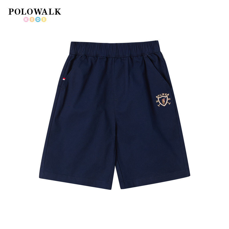 POLOWALK童装男童短裤25夏季新款中大童五分短裤纯色宽松百搭裤子