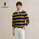 新品 翻领条纹上衣男装 长袖 T恤2025秋季 100%棉 POLOWALK男式