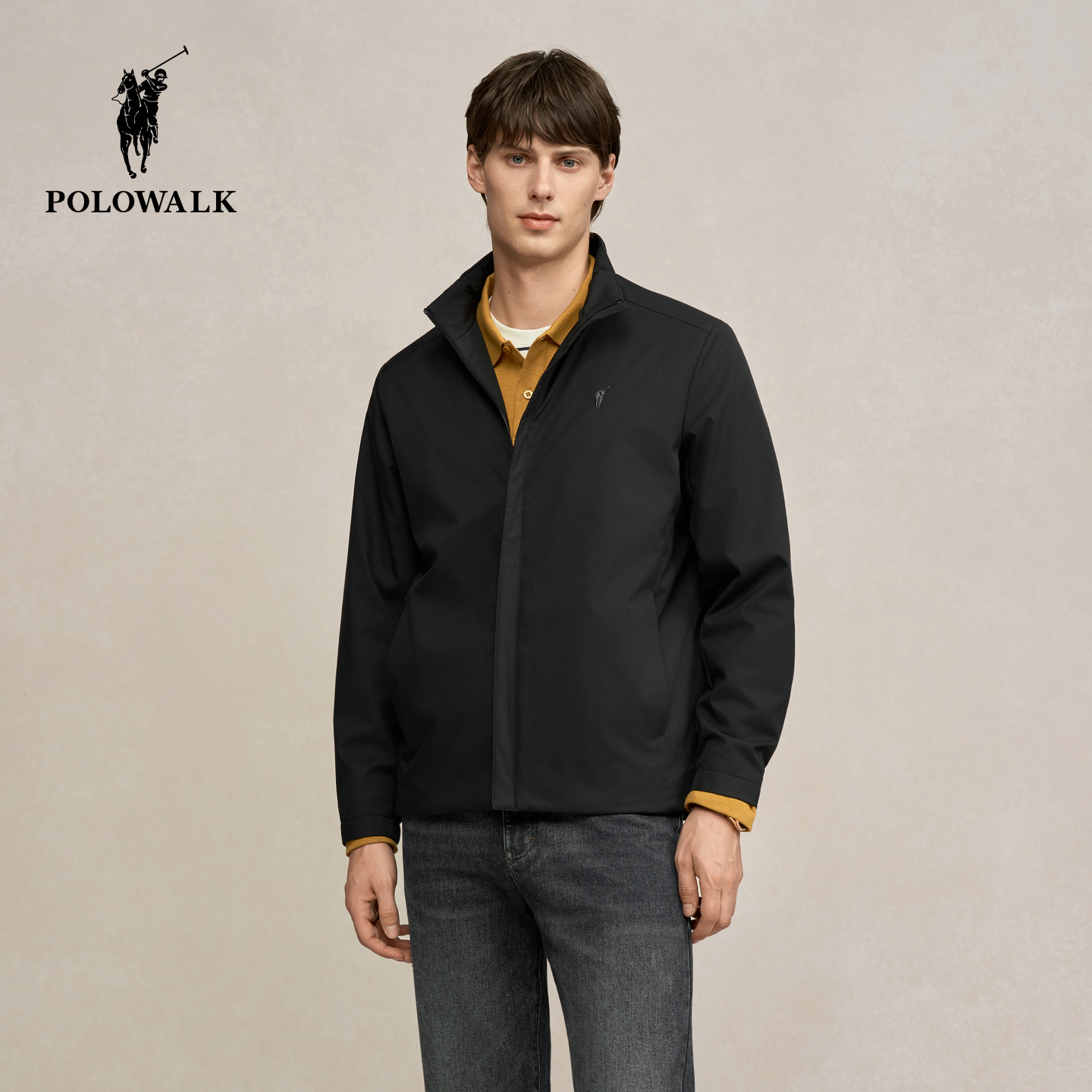 POLOWALK男式夹克2025秋季新品商务绅士挺括通勤男装立领外套