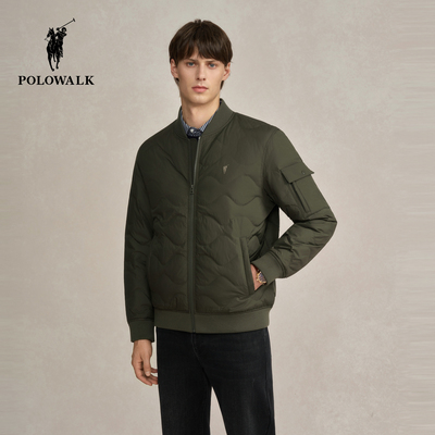 POLOWALK男式羽绒服2025冬季新品工装风90鸭绒保暖棒球领外套男