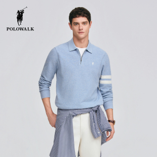 翻领假两件套头半拉链针织衫 POLOWALK男式 新品 2026春季 上衣 针织衫