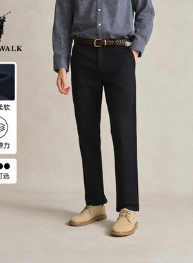 【特惠】POLOWALK休闲裤男士秋冬款直筒男裤时尚通勤长裤黑色裤子