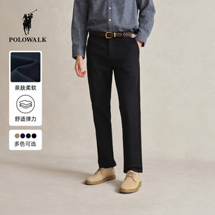 【特惠】POLOWALK休闲裤男士秋冬款直筒男裤时尚通勤长裤黑色裤子