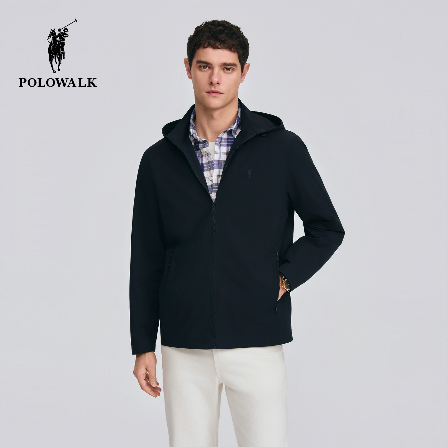 POLOWALK男式夹克2026春季新品简约纯色可拆卸连帽休闲夹克外套,男装,夹克,淘宝优惠券,粉丝福利购,淘宝优惠卷