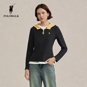 显瘦休闲运动连帽长袖 POLOWALK女式 上衣 新品 女装 长袖 T恤2025秋季