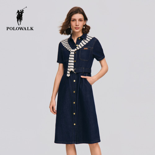 POLOWALK女式短袖梭织连衣裙