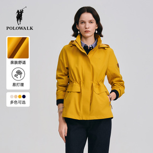 POLOWALK女装2026春季新品女式外套纯色简约通勤百搭收腰外套女款
