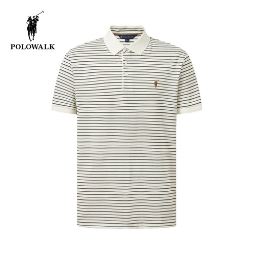 [特惠]POLOWALK男式短袖POLO衫男装提花条纹商务polo短T