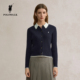 长袖 领针织开衫 针织衫 纯色简约衬衫 上衣 2025秋冬新品 POLOWALK女式