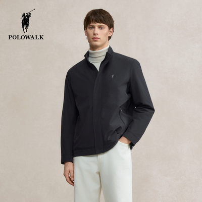 POLOWALK男式夹克2025冬季新品简约轻商务风直筒立领薄棉外套男装