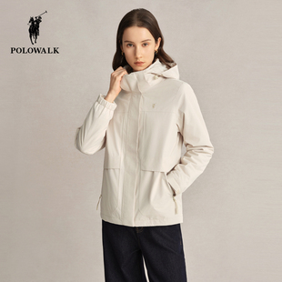 百搭上衣收腰夹克女 POLOWALK连帽短外套女士秋冬新款 一衣三穿
