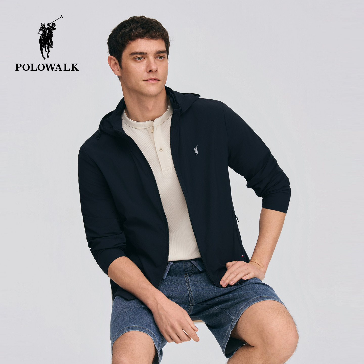 POLOWALK男式立领可脱帽防风衣图片