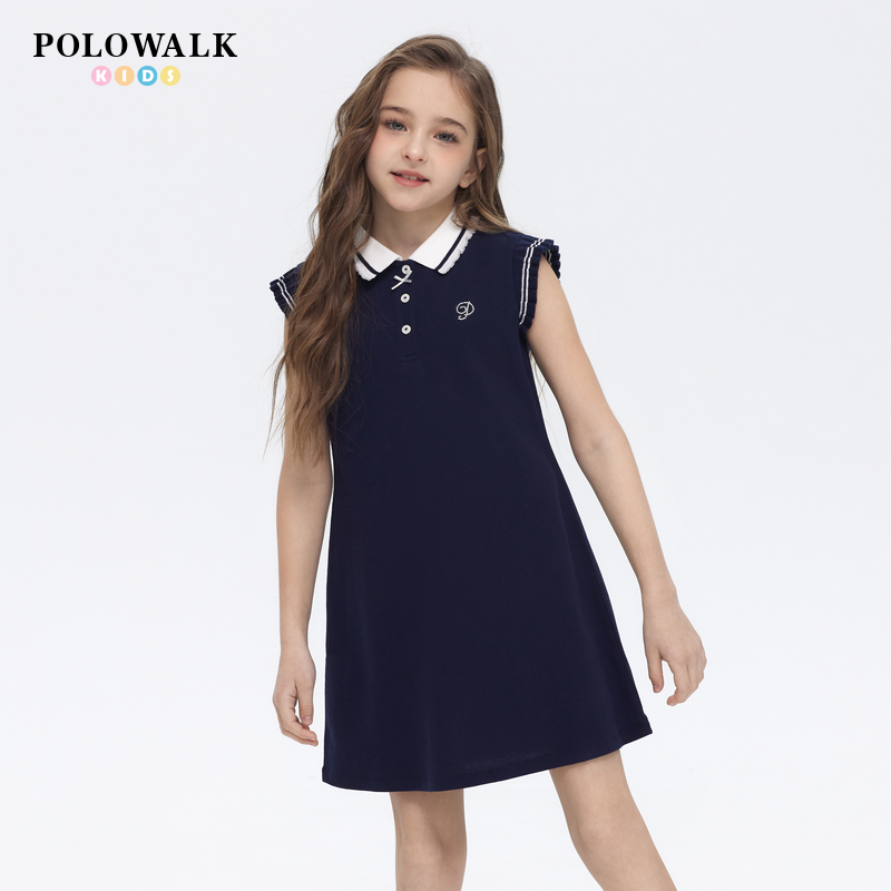 POLOWALK夏季儿童短袖连衣裙针织