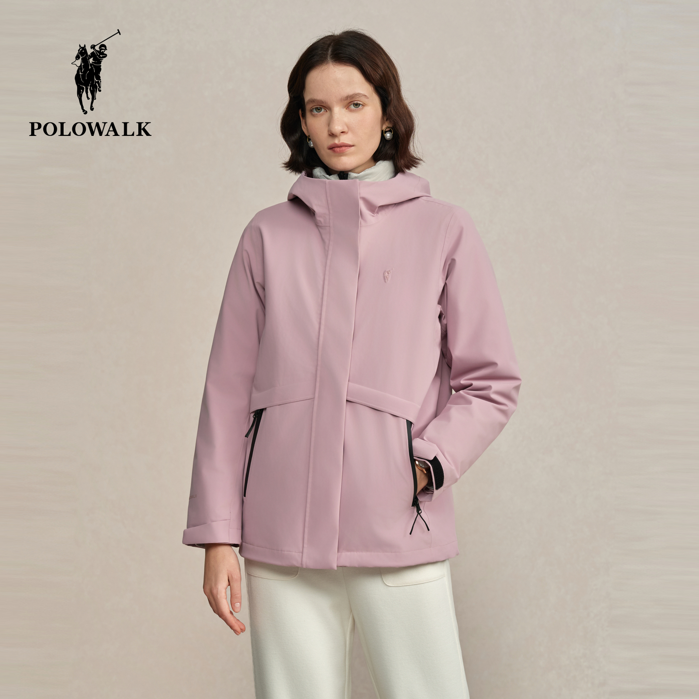 POLOWALK女式羽绒服2025冬季新品户外休闲通勤两件套保暖鸭绒外套