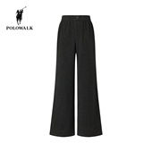 针织裤 2025冬季 新品 POLOWALK女式 百搭松紧腰直筒显瘦微喇针织长裤