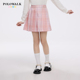 款 POLOWALK童装 女童半裙百褶裙春季 英伦风粉色格纹运动半身裙大童