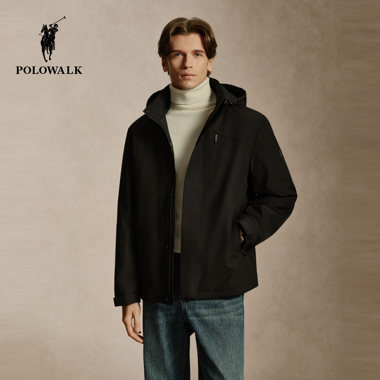 【90鸭绒】POLOWALK男式羽绒服2026冬季新品双面穿连帽保暖外套