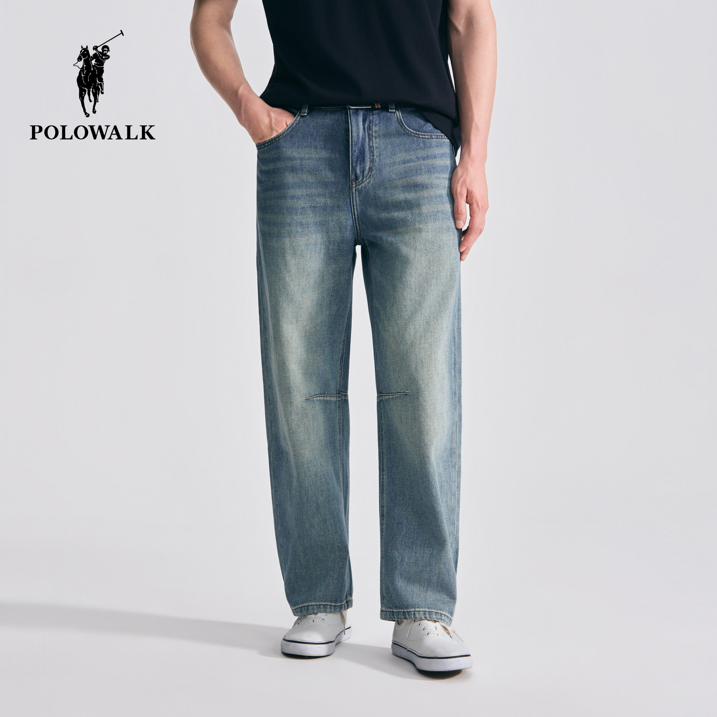 POLOWALK男式弯刀牛仔裤