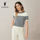 短袖 针织衫 2026春季 POLOWALK女式 新品 条纹休闲T恤淑女百搭上衣女