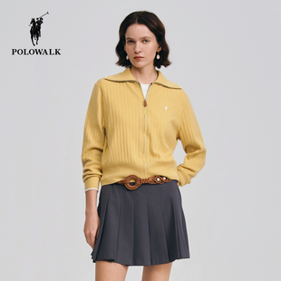 2026春季 针织衫 新品 翻领休闲显瘦针织开衫 POLOWALK女式 女装 长袖
