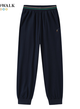 POLOWALK童装男童休闲裤新品夏季长裤舒适宽松运动黑色潮酷束脚裤