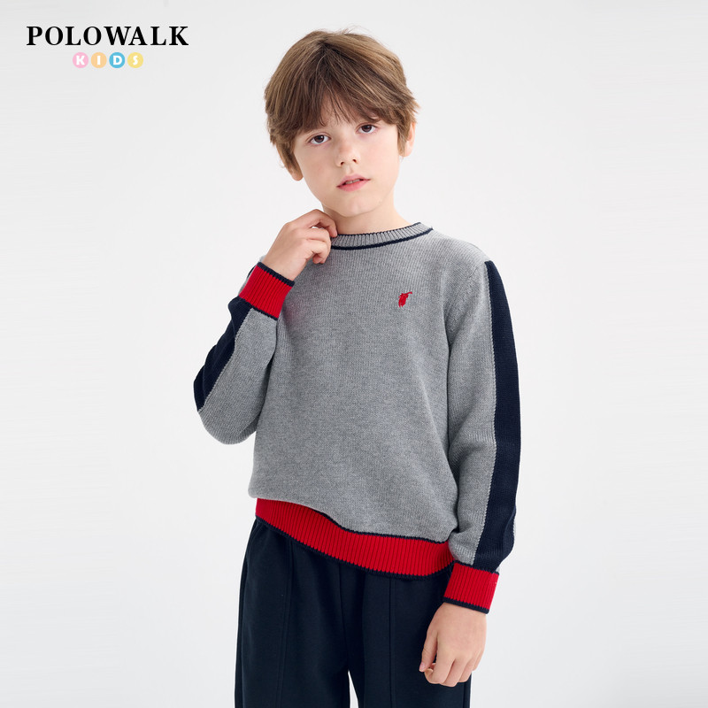 POLOWALK男童色块拼接针织衫