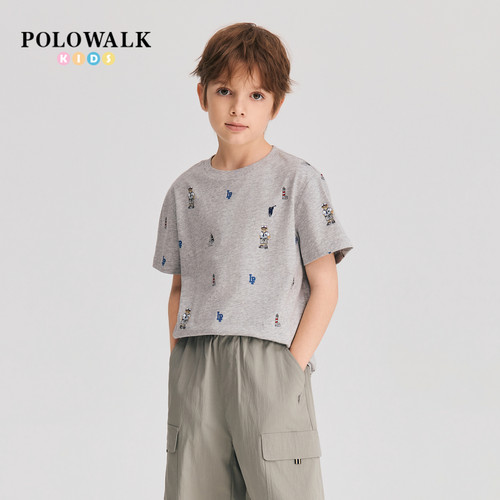 POLOWALK夏季男童短袖T恤圆领