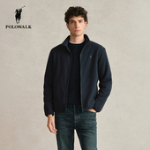 通勤户外摇粒绒外套保暖上衣男款 POLOWALK男士 立领夹克秋冬新款