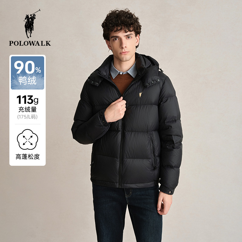 鸭绒保暖黑色外套绅士风羽绒服