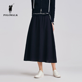 新品 POLOWALK女式 半裙2026春夏裤 亚麻混纺松紧腰简约梭织半身裙