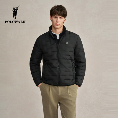 POLOWALK男式短款羽绒服2025冬季新品90鸭绒简约立领保暖羽绒外套
